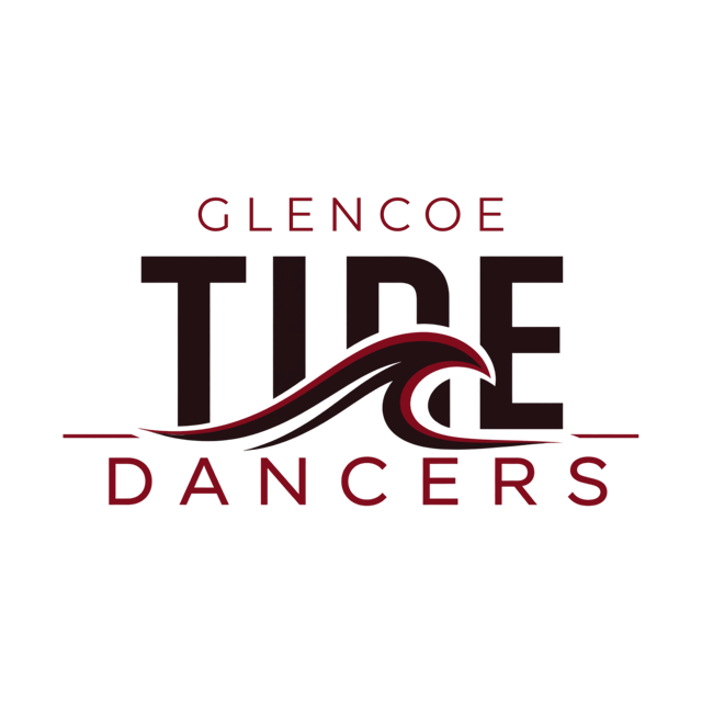 Logo for Glencoe Tide Dancers with a stylized wave design on a white background